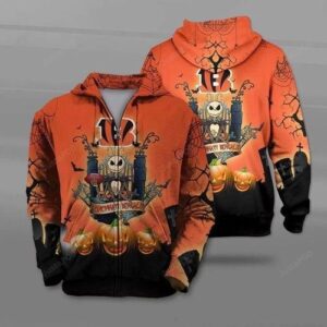 Cincinnati Bengals Jack Skellington Halloween Pullover And Zippered Hoodies Custom 3d Graphic Printed 3d Hoodie For Men For Women - de8fe7bfe311