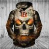 Cincinnati Bengals Skull Pullover And Zippered Hoodies Custom 3d Graphic Printed 3d Hoodie For Men For Women - 427a0d1b91c1