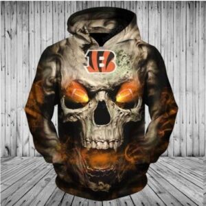Cincinnati Bengals Skull Pullover And Zippered Hoodies Custom 3d Graphic Printed 3d Hoodie For Men For Women - 427a0d1b91c1
