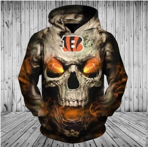 Cincinnati Bengals Skull Pullover And Zippered Hoodies Custom 3d Graphic Printed 3d Hoodie For Men For Women - 427a0d1b91c1 Cincinnati Bengals Skull Pullover And Zippered Hoodies Custom 3d Graphic Printed 3d Hoodie For Men For Women - 427a0d1b91c1