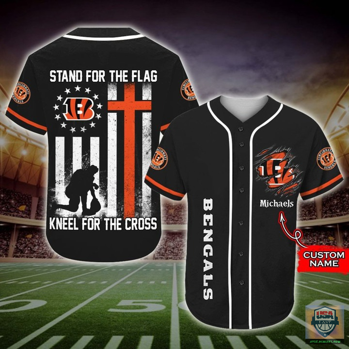 Cincinnati Bengals Stand For The Flag Kneel For The Cross Baseball Jersey Shirt Cincinnati Bengals Stand For The Flag Kneel For The Cross Baseball Jersey Shirt