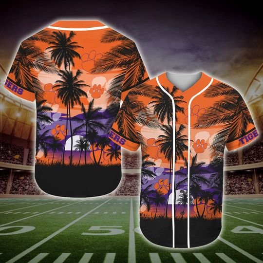 Clemson Tiger Tropical Baseball Jersey Clemson Tiger Tropical Baseball Jersey