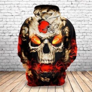Cleveland Browns 3d Skull Fire Pullover And Zippered Hoodies Custom 3d Graphic Printed 3d Hoodie All Over Print Hoodie For Men For Women - a4d5b27ca48a