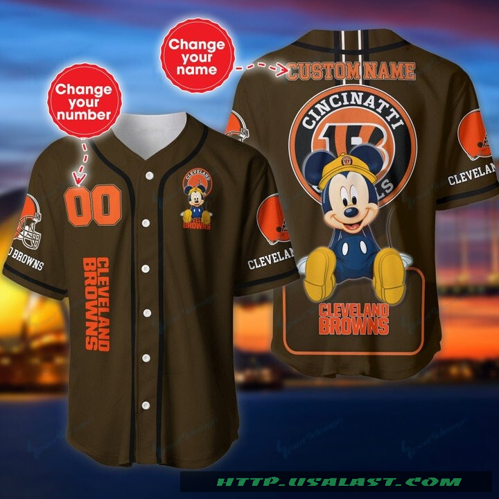 Cleveland Browns Mickey Mouse Personalized Baseball Jersey Shirt Cleveland Browns Mickey Mouse Personalized Baseball Jersey Shirt
