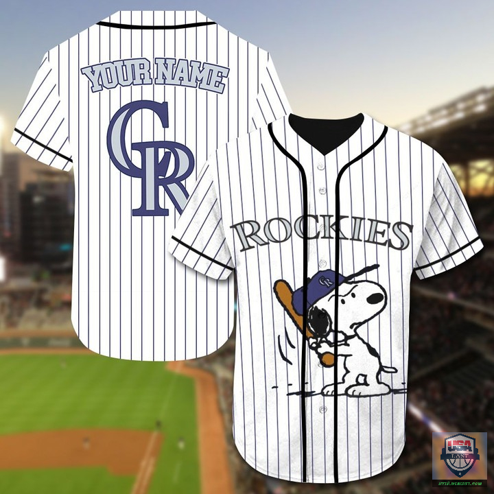 Colorado Rockies Snoopy Custom Name Baseball Jersey Colorado Rockies Snoopy Custom Name Baseball Jersey