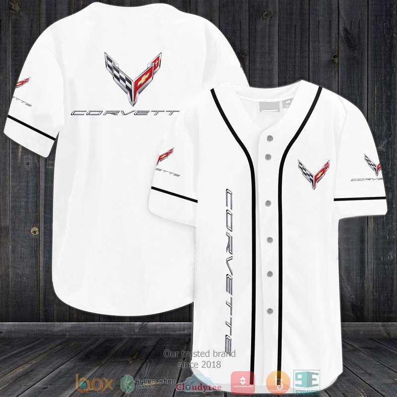 Corvette Racing White Baseball Jersey Corvette Racing White Baseball Jersey