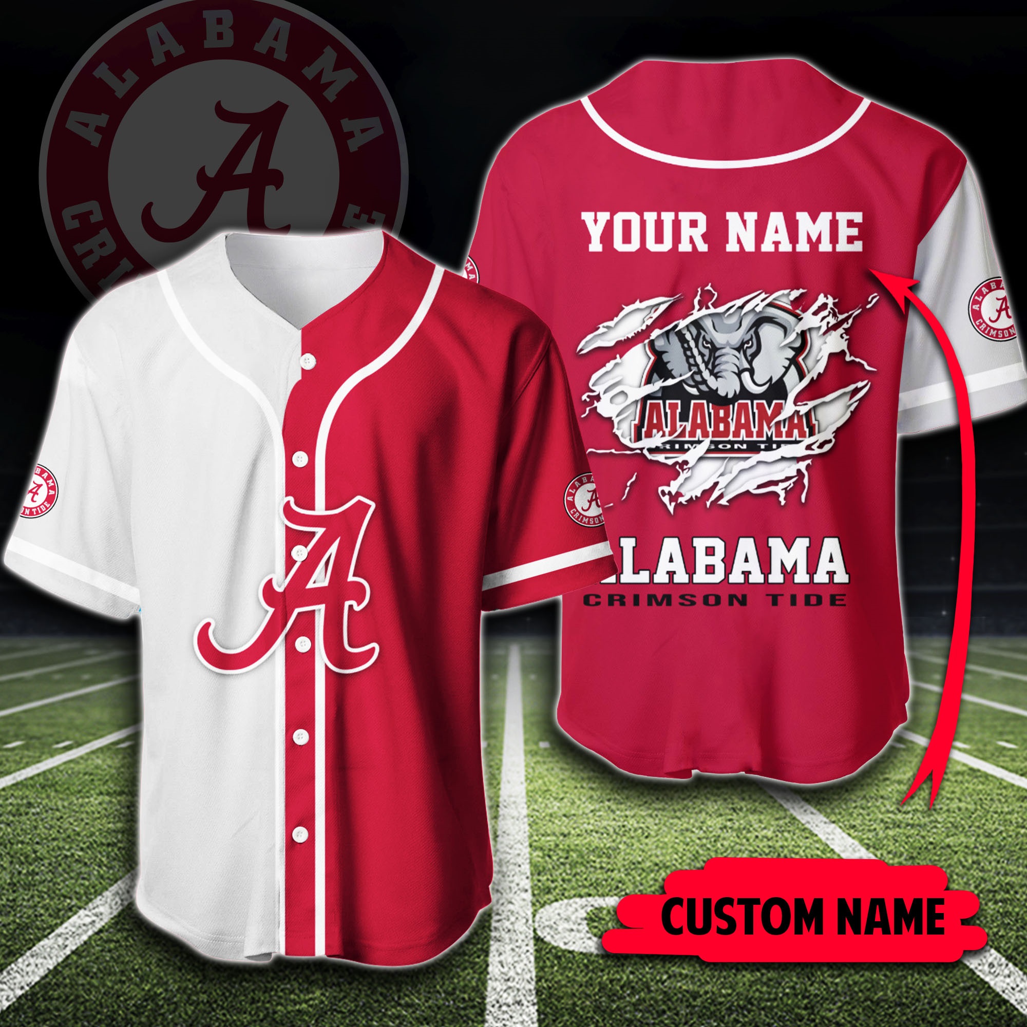 Custom Name Alabama Crimson Tide Baseball Jersey Shirt Custom Name Alabama Crimson Tide Baseball Jersey Shirt
