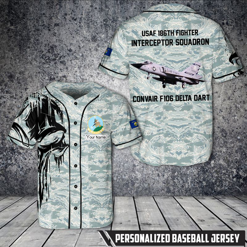 Custom Name Us Air Force Convair F-106 Delta Dart 186Th Fighter Interceptor Squadron Montana Air National Guard Baseball Jersey Shirt Custom Name Us Air Force Convair F-106 Delta Dart 186Th Fighter Interceptor Squadron Montana Air National Guard Baseball Jersey Shirt