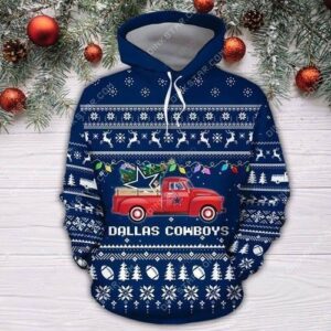 Dallas Cowboys Christmas Truck Ugly Christmas Pullover And Zippered Hoodies Custom 3d Graphic Printed 3d Hoodie All Over Print Hoodie For Men For Women - 3ab493587c38