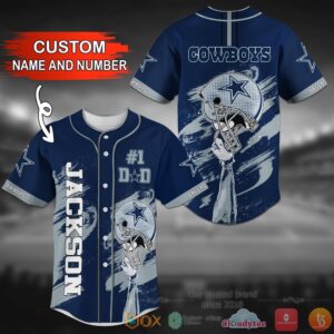 Dallas Cowboys Nfl Personalized Dark Blue White Baseball Jersey Shirt