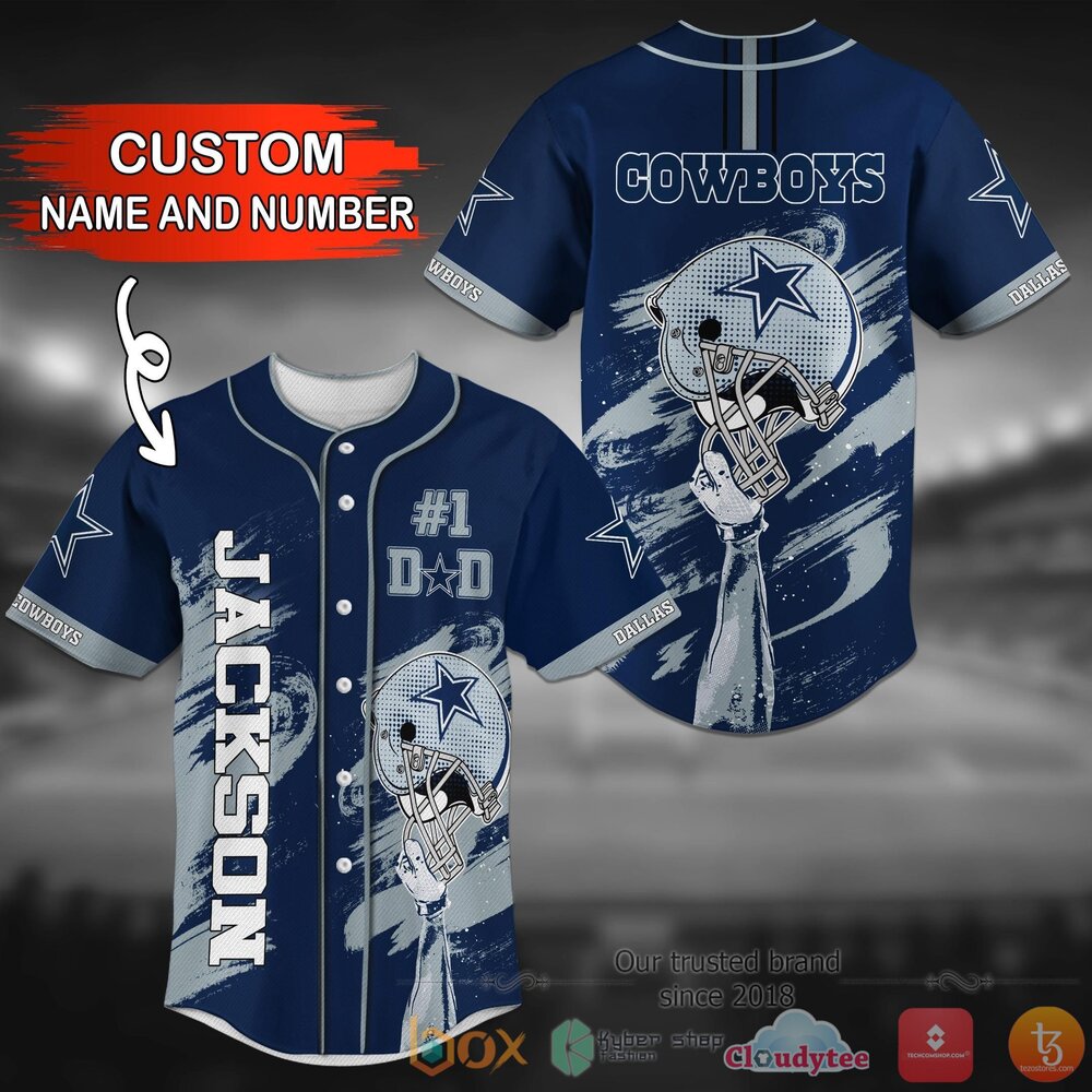 Dallas Cowboys Nfl Personalized Dark Blue White Baseball Jersey Shirt Dallas Cowboys Nfl Personalized Dark Blue White Baseball Jersey Shirt