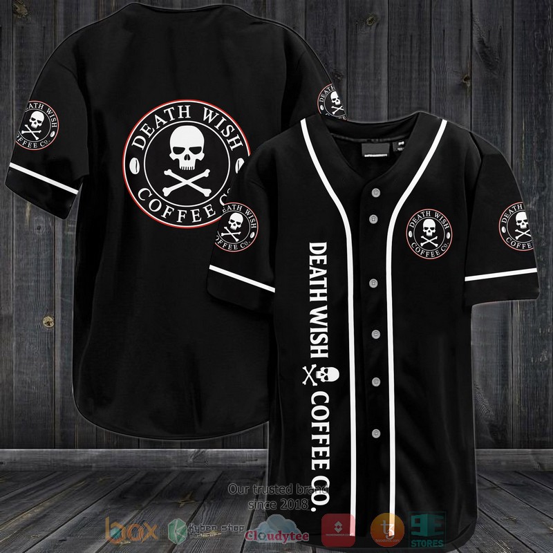 Death Wish Coffee Co Black Baseball Jersey Death Wish Coffee Co Black Baseball Jersey