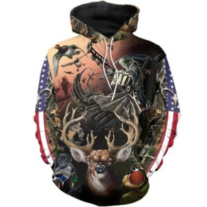 Deer Hunters Patriotic Flag Pullover And Zip Pered Hoodies Custom 3D Graphic Printed 3D Hoodie All Over Print Hoodie For Men For Womenhoodie - a0e2f333952e