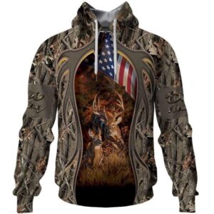 Deer Hunting American Flag Forest Pullover And Zippered Hoodies Custom 3D Graphic Printed 3D Hoodie All Over Print Hoodie For Men For Women - b1050cafe896