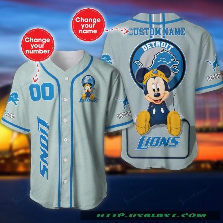 Detroit Lions Mickey Mouse Personalized Baseball Jersey Shirt Detroit Lions Mickey Mouse Personalized Baseball Jersey Shirt