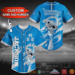 Detroit Lions Nfl Personalized Light Blue White Baseball Jersey Shirt