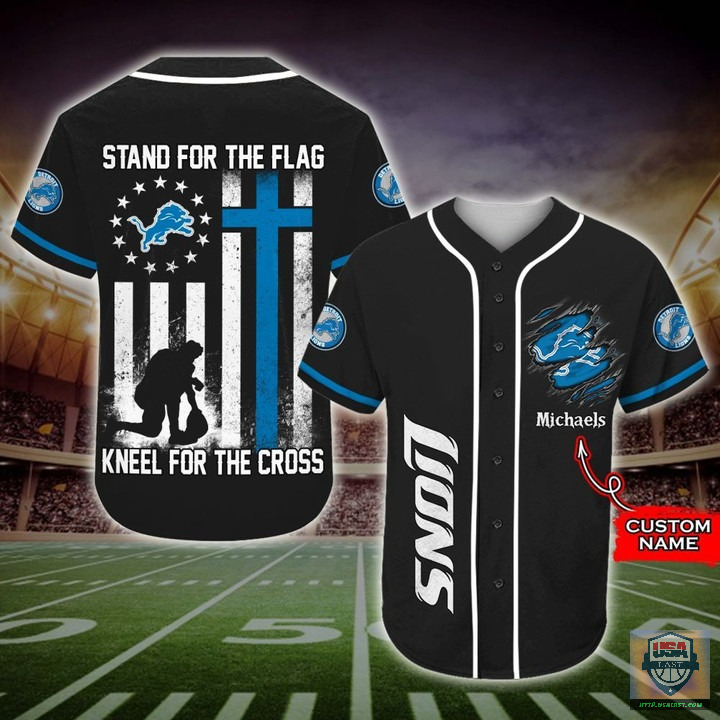 Detroit Lions Stand For The Flag Kneel For The Cross Baseball Jersey Shirt Detroit Lions Stand For The Flag Kneel For The Cross Baseball Jersey Shirt