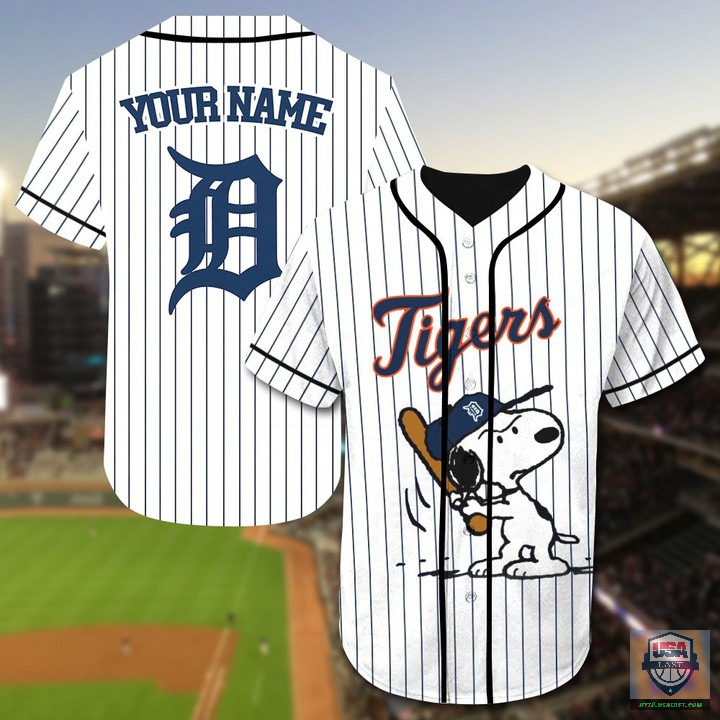 Detroit Tigers Snoopy Custom Name Baseball Jersey Detroit Tigers Snoopy Custom Name Baseball Jersey