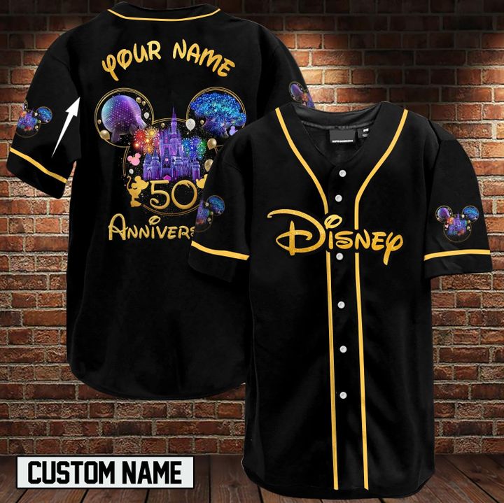 Disney 50Th Anniversary Custom Name Baseball Jersey Disney 50Th Anniversary Custom Name Baseball Jersey
