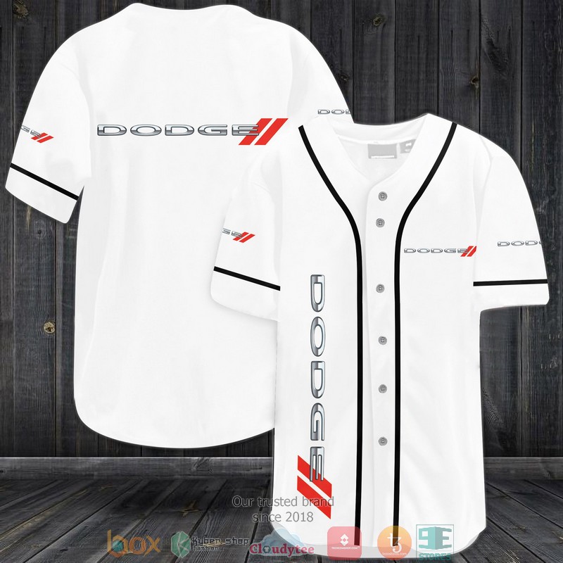 Dodge Car White Baseball Jersey Dodge Car White Baseball Jersey