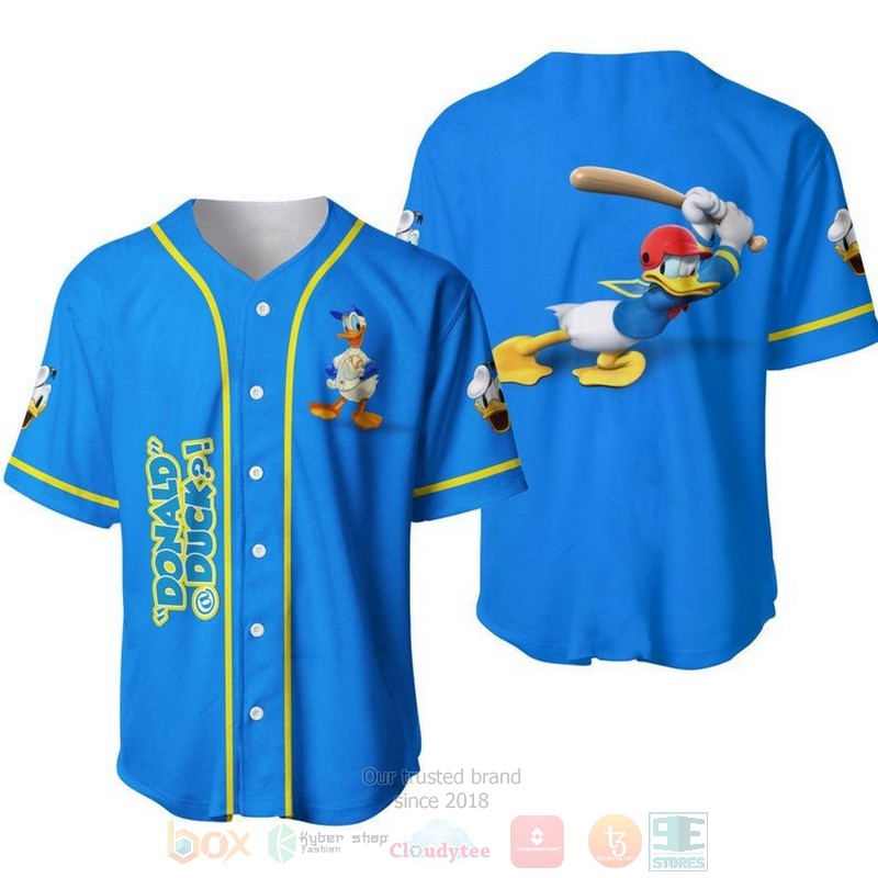 Donald Duck The Batter All Over Print Blue Baseball Jersey Donald Duck The Batter All Over Print Blue Baseball Jersey