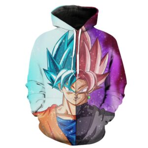 Dragon Ball Super Half Rose Goku Black And Goku Blue 3D Printed Hoodie/Zipper Hoodie - b0dd25b69dcb