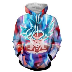 Dragon Ball Super Strong Mighty Son Goku Red Blue Aura Pullover And Zippered Hoodies Custom 3D Graphic Printed 3D Hoodie All Over Print Hoodie For Men For Women - 5383b618f7ce