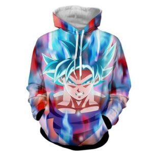 Dragon Ball Super Strong Mighty Son Goku Red Blue Aura Pullover And Zippered Hoodies Custom 3d Graphic Printed 3d Hoodie All Over Print Hoodie For Men For Women - 564accf37247