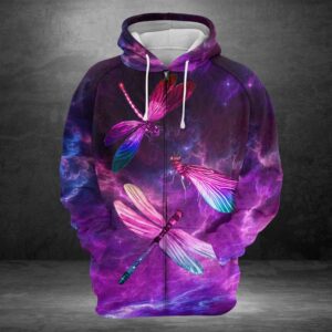 Dragonfly Purple Sky 3D Printed Hoodie/Zipper Hoodie - 877fd0244ba9