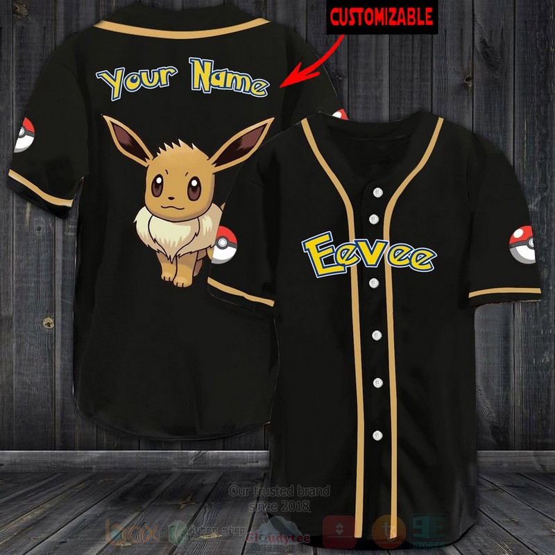 Eevee Pokemon Custom Name Baseball Jersey Shirt Eevee Pokemon Custom Name Baseball Jersey Shirt