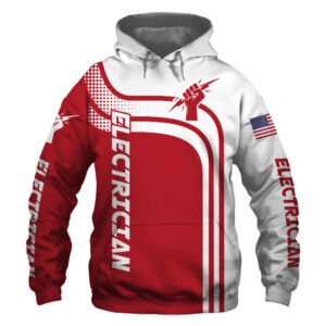 Electrician Red US Flag 3D Printed Hoodie/Zipper Hoodie - 75c9b73e13f3