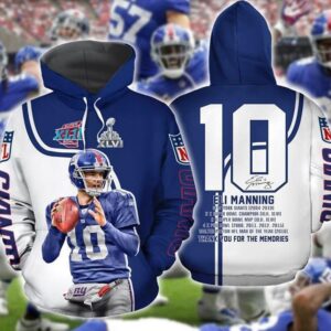 Eli Manning New York Giants Pullover And Zip Pered Hoodies Custom 3D Graphic Printed 3D Hoodie All Over Print Hoodie For Men For Women - ab5c5bde8e45