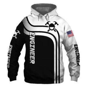Engineer Black US Flag 3D Printed Hoodie/Zipper Hoodie - 759848fcd83a