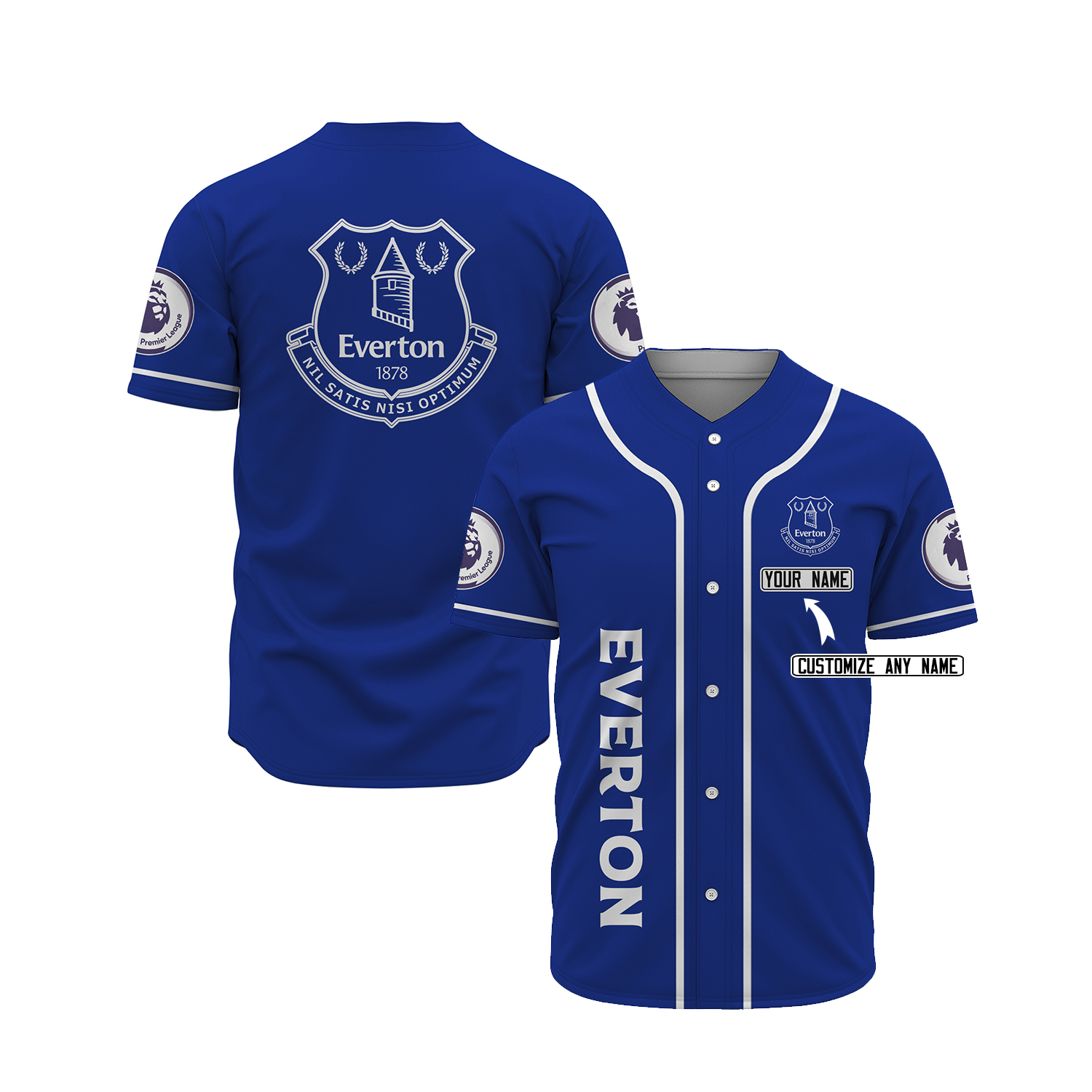 Everton Custom Name Baseball Jersey Everton Custom Name Baseball Jersey