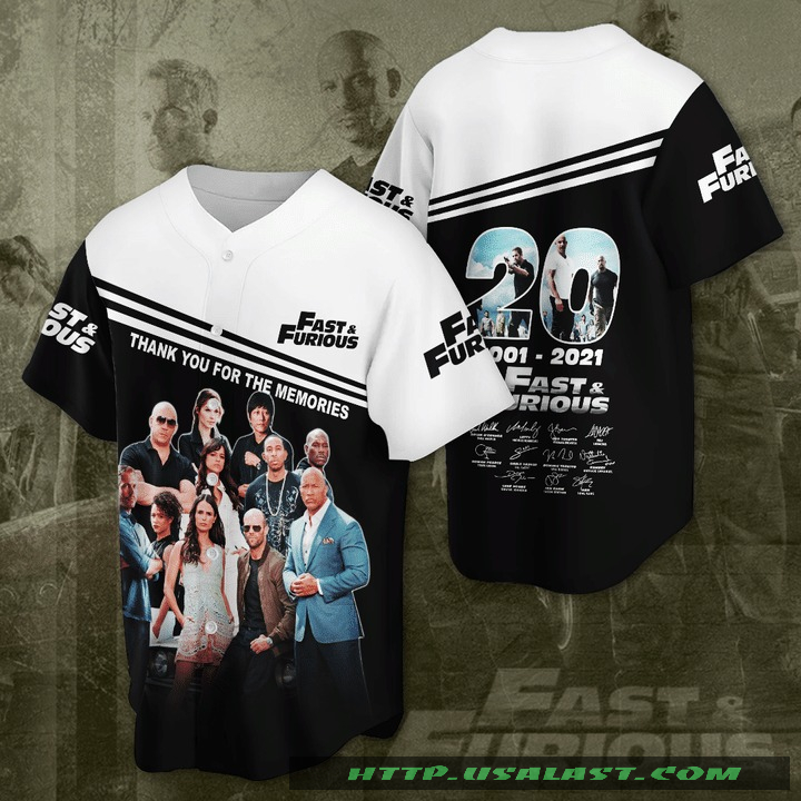 Fast And Furious 20Th Thank You For The Memories Baseball Jersey Shirt Fast And Furious 20Th Thank You For The Memories Baseball Jersey Shirt