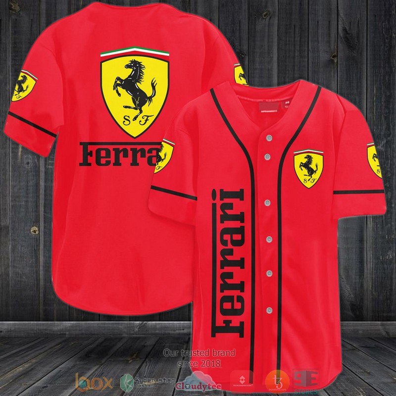 Ferrari Logo Red Baseball Jersey Ferrari Logo Red Baseball Jersey
