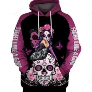 Fight Like A Girl Br East Cancer Poco Loco Sugar Skull Fairy Pullover And Zippered Hoodies Custom 3d Graphic Printed 3d Hoodie All Over Print Hoodie For Men For Women - 9165db965cb6