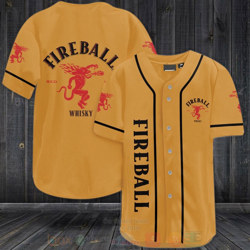 Fireball Cinnamon Whisky Yellow Baseball Jersey Shirt Fireball Cinnamon Whisky Yellow Baseball Jersey Shirt