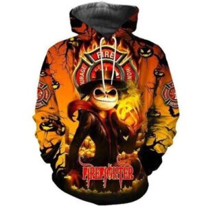 Firefighter Jack Skellington 3d Hoodie For Men For Women Firefighter All Over Printed Hoodie. Firefighter 3d Full Printing Shirt - d66dd555da64