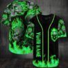 Flame Skull Baseball Jersey Shirt