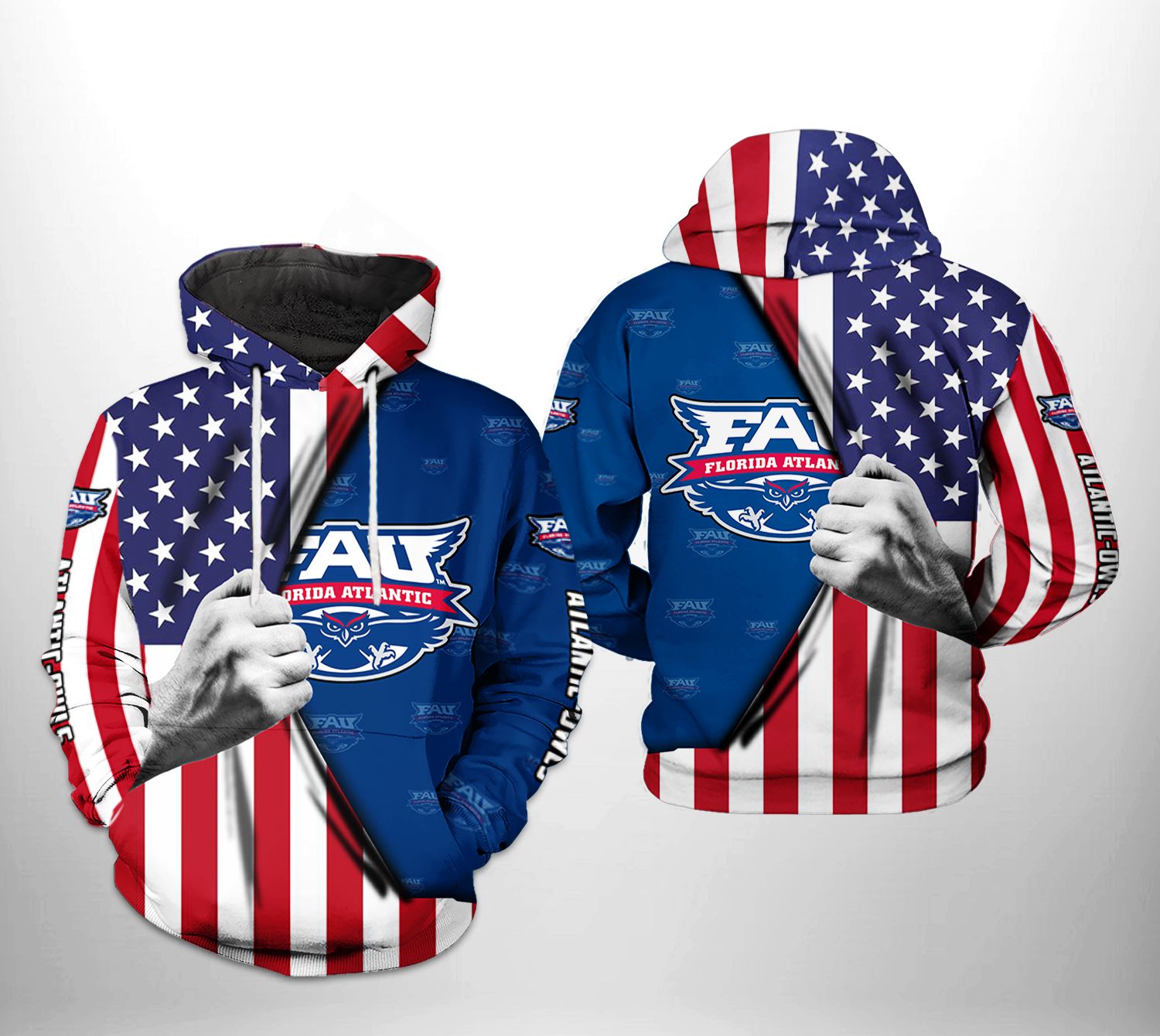 Florida Atlantic Owls NCAA US FLag 3D Printed Hoodie/Zipper Hoodie - 7a1012a711f7 Florida Atlantic Owls NCAA US FLag 3D Printed Hoodie/Zipper Hoodie - 7a1012a711f7