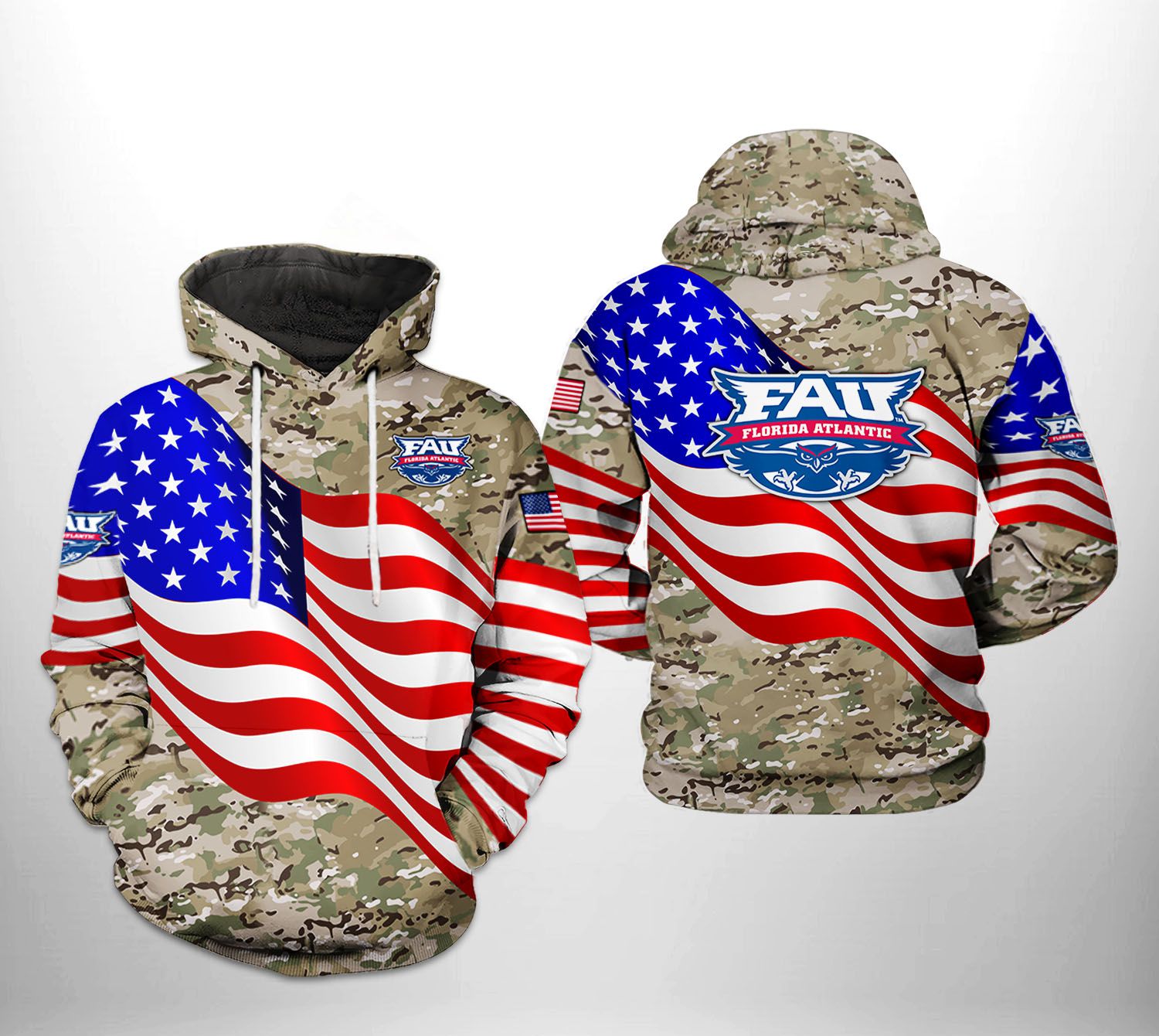Florida Atlantic Owls NCAA US Flag Camo Veteran 3D Printed Hoodie/Zipper Hoodie - 0d537e9379bf Florida Atlantic Owls NCAA US Flag Camo Veteran 3D Printed Hoodie/Zipper Hoodie - 0d537e9379bf