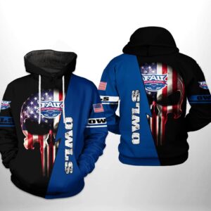 Florida Atlantic Owls NCAA US Flag Skull 3D Printed Hoodie/Zipper Hoodie - 63eef8c36dce