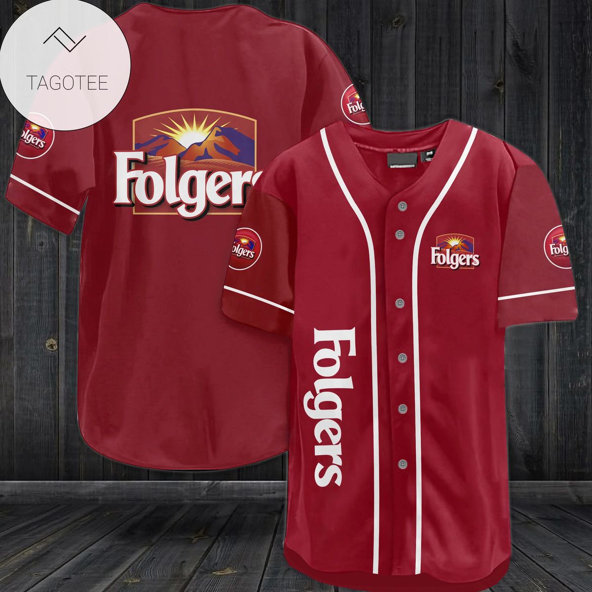 Folgers Coffee Logo Baseball Jersey Shirt Folgers Coffee Logo Baseball Jersey Shirt
