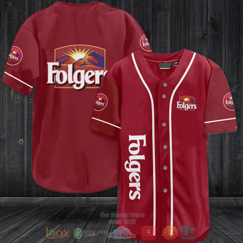 Folgers Coffee Red Baseball Jersey Folgers Coffee Red Baseball Jersey