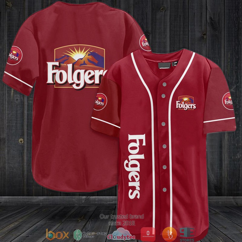 Folgers Coffee Red Baseball Jersey Folgers Coffee Red Baseball Jersey