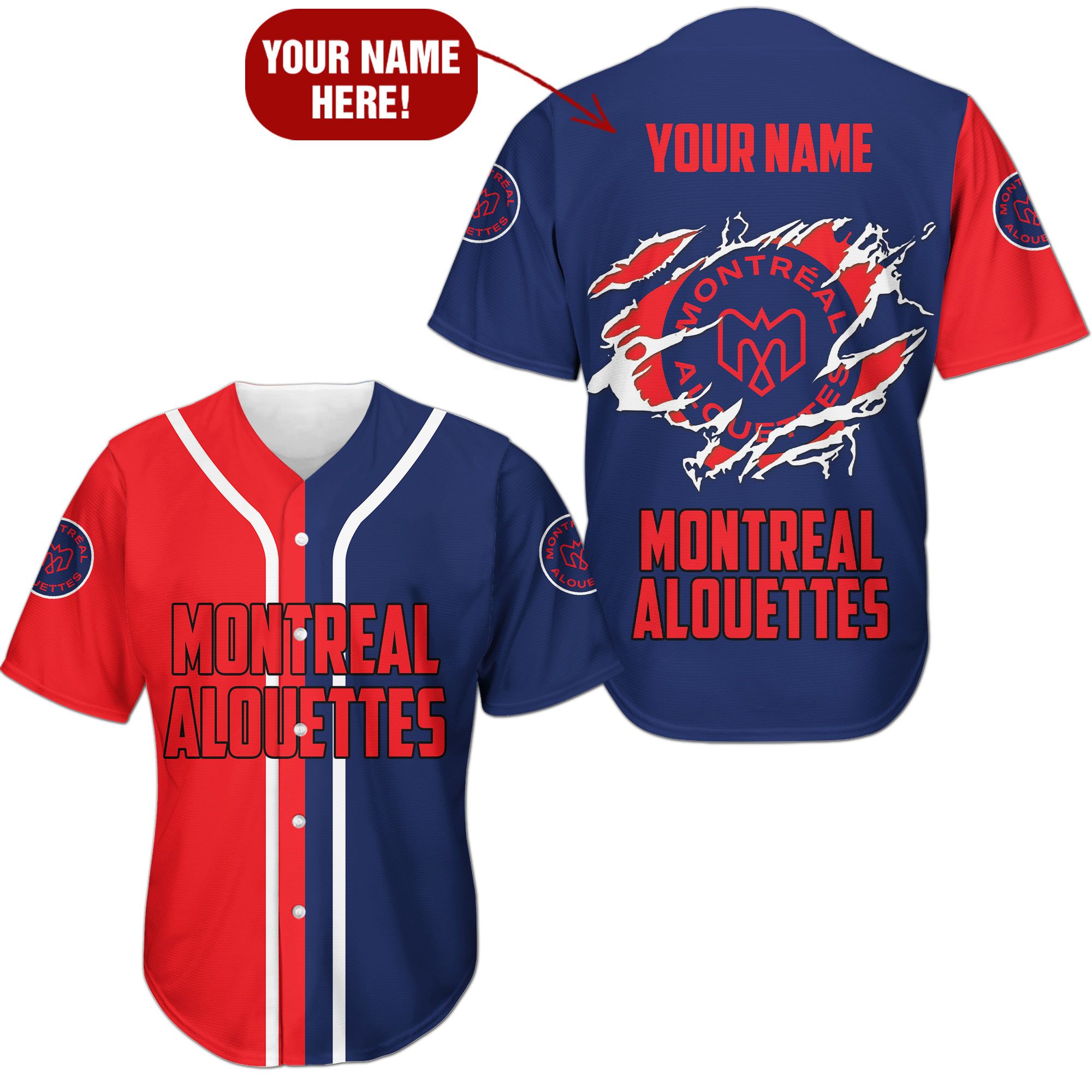 Football Club Cfl Montreal Alouettes Baseball Jersey Football Club Cfl Montreal Alouettes Baseball Jersey