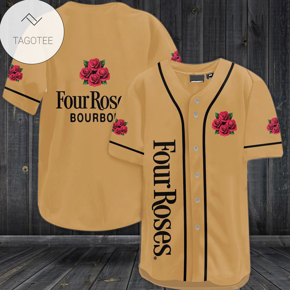 Four Roses Bourbon Logo Baseball Jersey Shirt Four Roses Bourbon Logo Baseball Jersey Shirt
