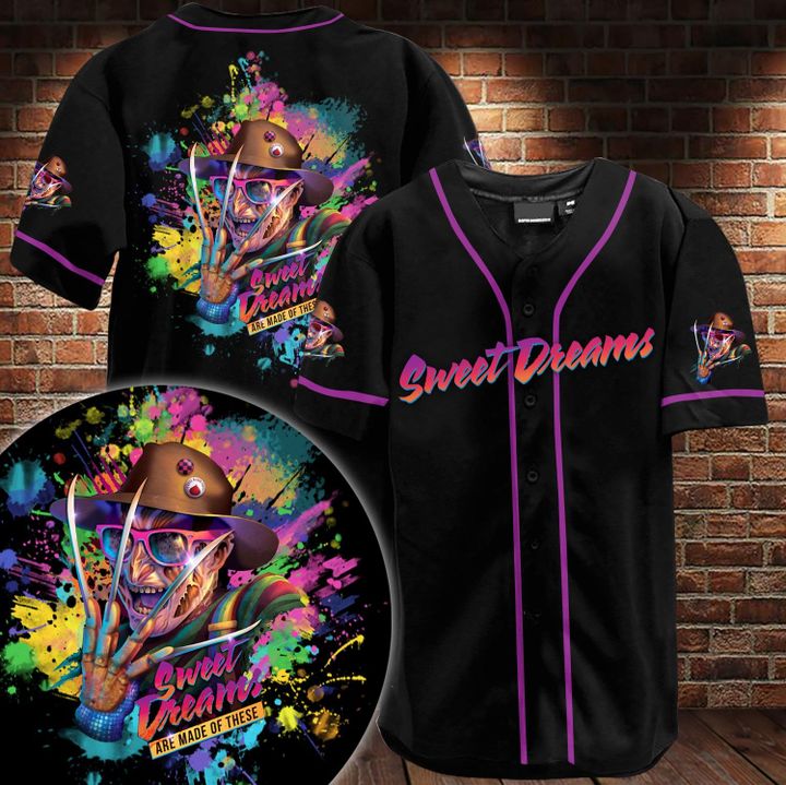Freddy Krueger Sweet Dreams Custom Name Baseball Jersey Freddy Krueger Sweet Dreams Custom Name Baseball Jersey