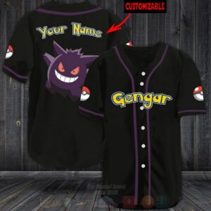 Gengar Pokemon Custom Name Baseball Jersey Shirt